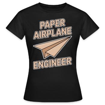 Avion en papier disant blague Avion en papier cadeau - T-shirt Femme - noir - Devant - AI Model Female 172 dark (172cm)