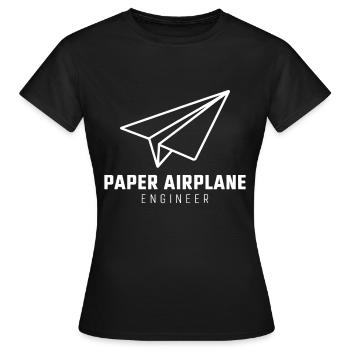 Avion en papier disant blague Avion en papier cadeau - T-shirt Femme - noir - Devant - AI Model Female 172 dark (172cm)