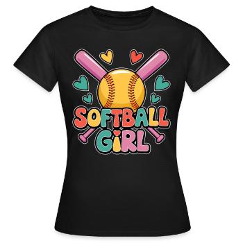 Softball Fille Fille Drôle Softball Cadeau - T-shirt Femme - noir - Devant - AI Model Female 172 dark (172cm)