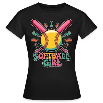 Softball Girl Mädchen Lustiges Softball Geschenk - Frauen T-Shirt - Schwarz - Vorne - AI Model Female 172 dark (172cm)