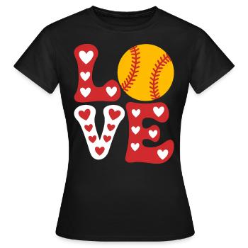 Softball Joueur de Softball Cadeau de Softball Mignon - T-shirt Femme - noir - Devant - AI Model Female 172 dark (172cm)