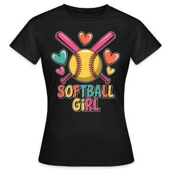 Softball Fille Fille Drôle Softball Cadeau - T-shirt Femme - noir - Devant - AI Model Female 172 dark (172cm)