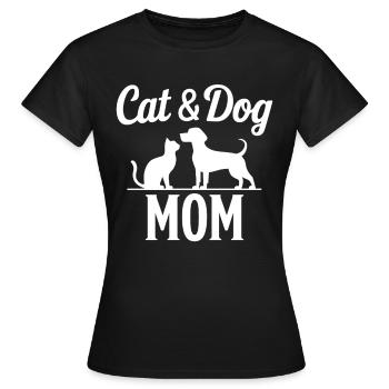 Katze und Hund Spruch Lustiges Haustier Geschenk - Frauen T-Shirt - Schwarz - Vorne - AI Model Female 172 dark (172cm)