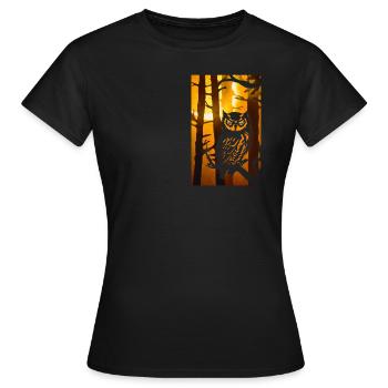 Scherenschnitt – Eule - Frauen T-Shirt - Schwarz - Vorne - AI Model Female 172 dark (172cm)