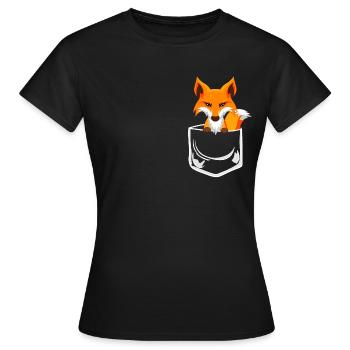 Doux renard dans la poche de poitrine Poche de chemise Poche - T-shirt Femme - noir - Devant - AI Model Female 172 dark (172cm)