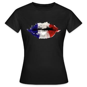 Frankreich Lippen - Frauen T-Shirt - Schwarz - Vorne - AI Model Female 172 dark (172cm)