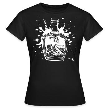 Flasche Flaschenpost Wasser Geheim Post Strand - Frauen T-Shirt - Schwarz - Vorne - AI Model Female 172 dark (172cm)