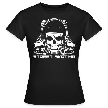Rollschuhe - Frauen T-Shirt - Schwarz - Vorne - AI Model Female 172 dark (172cm)