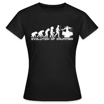 Schlagzeug Entwicklung Evolution Steinzeit Trommel - Frauen T-Shirt - Schwarz - Vorne - AI Model Female 172 dark (172cm)