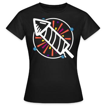 Fusée du nouvel an - T-shirt Femme - noir - Devant - AI Model Female 172 dark (172cm)