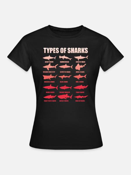 Rekin gatunek rekin wielki biały rekin młot wielorybi prezent - Dame-T-shirt - sort
