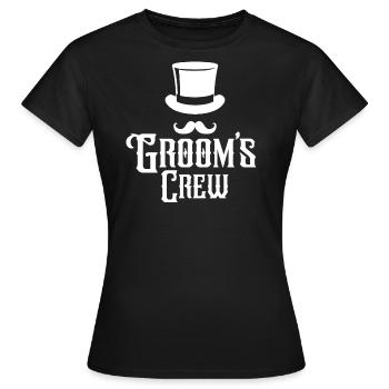Groom's Crew Top Hat Schnurrbart Herren Junggesellenabschied - Frauen T-Shirt - Schwarz - Vorne - AI Model Female 172 dark (172cm)