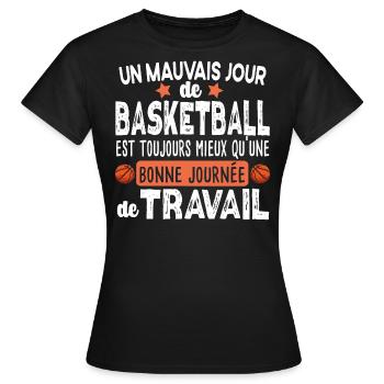 Basketball Basketteur Basket Basketteuse Humour - T-shirt Femme - noir - Devant - AI Model Female 172 dark (172cm)