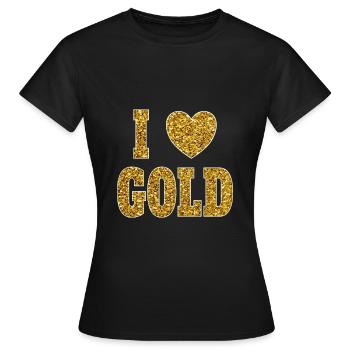 Gold Glitzer Effekt Glamour - Frauen T-Shirt - Schwarz - Vorne - AI Model Female 172 dark (172cm)