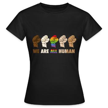 We are all Human - Pride Diversity - Frauen T-Shirt - Schwarz - Vorne - AI Model Female 172 dark (172cm)