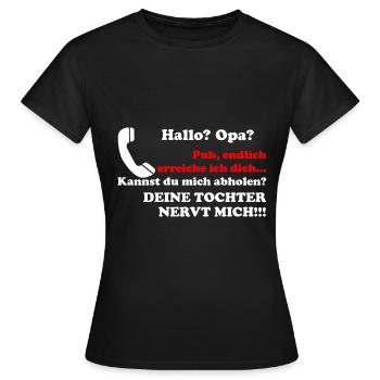 Bonjour papy votre fille cadeau agaçant petit fils petit fils - T-shirt Femme - noir - Devant - AI Model Female 172 dark (172cm)