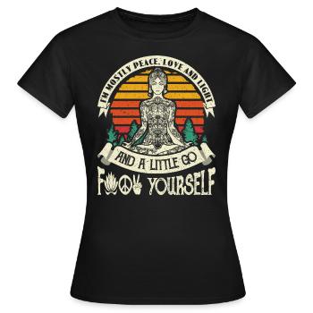 I'm Mostly Peace Love Light - Yoga Meditation - Frauen T-Shirt - Schwarz - Vorne - AI Model Female 172 dark (172cm)