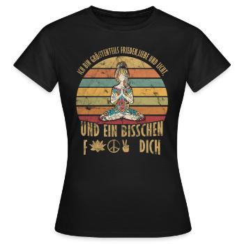 Ich Bin Größtenteils Frieden Liebe Und Licht Yoga - Frauen T-Shirt - Schwarz - Vorne - AI Model Female 172 dark (172cm)