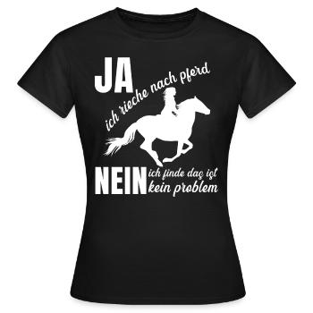 Ich rieche nach Pferd Reiten - Frauen T-Shirt - Schwarz - Vorne - AI Model Female 172 dark (172cm)