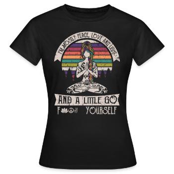 I’m Mostly Peace Love And Light Yoga Tattooed - T-shirt Femme - noir - Devant - AI Model Female 172 dark (172cm)