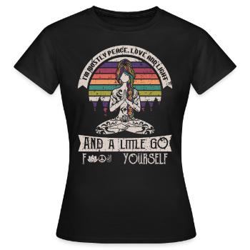 I’m Mostly Peace Love And Light Yoga Tattooed - T-shirt Femme - noir - Devant - AI Model Female 172 dark (172cm)