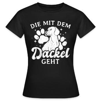 Die mit dem Dackel geht - Dackel Mama Muttertag Ge - Frauen T-Shirt - Schwarz - Vorne - AI Model Female 172 dark (172cm)