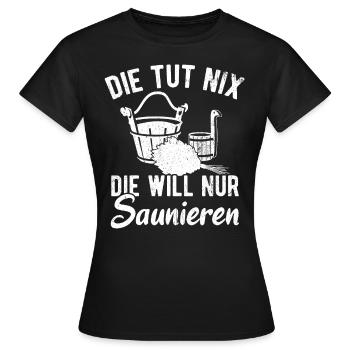 Sauna Wellness Saunagänger Finnische Sauna Spruch - Frauen T-Shirt - Schwarz - Vorne - AI Model Female 172 dark (172cm)