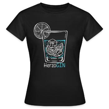 GIN HerzoGIN - Geschenk für Gin Liebhaberin Gin - Frauen T-Shirt - Schwarz - Vorne - AI Model Female 172 dark (172cm)