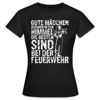 Die Besten Mädchen Feuerwehr Feuerwehrfrau Spruch - Frauen T-Shirt - Schwarz - Vorne - AI Model Female 172 dark (172cm)