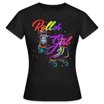 Rollschuhe Roller Girl Roller Skates Rollschuh Shi - Frauen T-Shirt - Schwarz - Vorne - AI Model Female 172 dark (172cm)