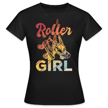 Rollschuhe Roller Girl Roller Skates Rollschuh Shi - Frauen T-Shirt - Schwarz - Vorne - AI Model Female 172 dark (172cm)