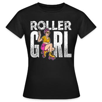 Rollschuhe Roller Girl Roller Skates Rollschuh Shi - Frauen T-Shirt - Schwarz - Vorne - AI Model Female 172 dark (172cm)