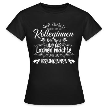 Der Zufall machte KOLLEGINNEN- Spaß machte FREUNDI - Frauen T-Shirt - Schwarz - Vorne - AI Model Female 172 dark (172cm)