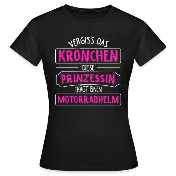 Bikerin Motorradfahrerin Kein Krönchen Geschenk Bi - Frauen T-Shirt - Schwarz - Vorne - AI Model Female 172 dark (172cm)