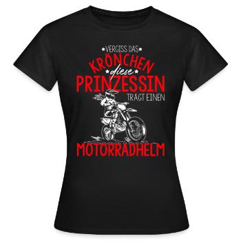 Bikerin Motorradfahrerin Kein Krönchen Spruch Bike - Frauen T-Shirt - Schwarz - Vorne - AI Model Female 172 dark (172cm)