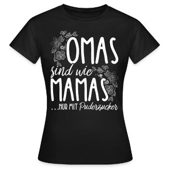 OMAS sind wie MAMAS nur mit Puderzucker - Herz Lie - Frauen T-Shirt - Schwarz - Vorne - AI Model Female 172 dark (172cm)
