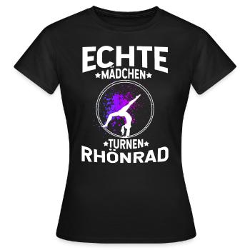 Echte Mädchen Turnen Rhönrad Gymnsatik Sport Turnf - Frauen T-Shirt - Schwarz - Vorne - AI Model Female 172 dark (172cm)