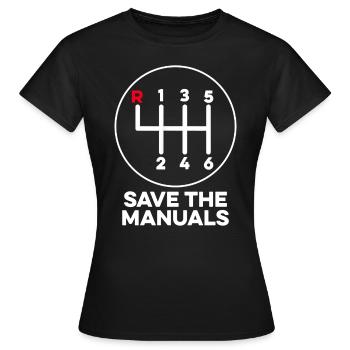 Speichern Sie die Handbücher Schaltgetriebe Schaltgetriebe - Frauen T-Shirt - Schwarz - Vorne - AI Model Female 172 dark (172cm)