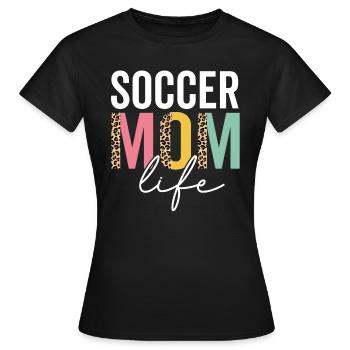 Fußball Mama Leben Leopard Gepard Lustig Fußball Mama - Frauen T-Shirt - Schwarz - Vorne - AI Model Female 172 dark (172cm)
