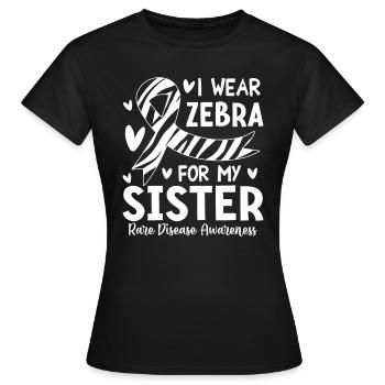 Sensibilisation aux maladies rares Cancer rare Zèbre rayé - T-shirt Femme - noir - Devant - AI Model Female 172 dark (172cm)