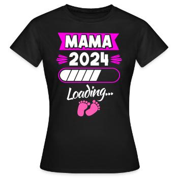 Mom 2024 Loading Pregnancy Announcing Child B - Women's T-Shirt - black - Front - AI Model Female 172 dark (172cm)