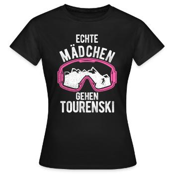 Echt Mädchen Gehe Tourenski Geschenk Skitour Tour - Frauen T-Shirt - Schwarz - Vorne - AI Model Female 172 dark (172cm)