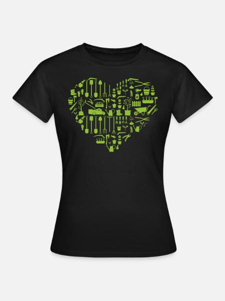 Garden Heart Funny Gardening Lover Plant - Women's T-Shirt - black