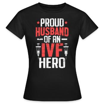 FIV Fécondation Conjugale Vitro FIV 1 sur 8 Orange - T-shirt Femme - noir - Devant - AI Model Female 172 dark (172cm)