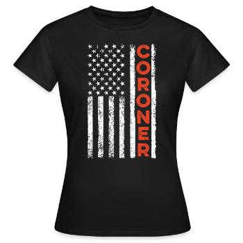Gerichtsmediziner USA Flagge Strafverfolgung Patriotischer Stellvertreter - Frauen T-Shirt - Schwarz - Vorne - AI Model Female 172 dark (172cm)