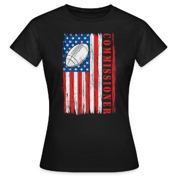 Commissaire Fantasy Football USA Drapeau Drôle - T-shirt Femme - noir - Devant - AI Model Female 172 dark (172cm)