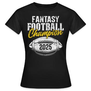 Fantasy Football Champion 2025 Commissaire Drôle - T-shirt Femme - noir - Devant - AI Model Female 172 dark (172cm)