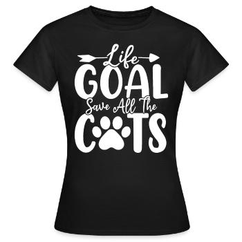 Lebensziel Rette alle Katzen Funny Animals Shelter - Frauen T-Shirt - Schwarz - Vorne - AI Model Female 172 dark (172cm)