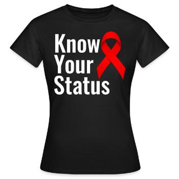 Connaître son statut Sensibilisation au sida Ruban rouge VIH - T-shirt Femme - noir - Devant - AI Model Female 172 dark (172cm)