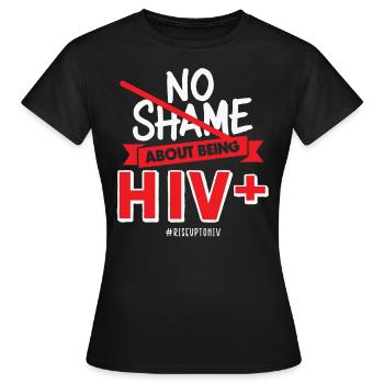 Pas de honte à être séropositif Ruban Rouge sida - T-shirt Femme - noir - Devant - AI Model Female 172 dark (172cm)